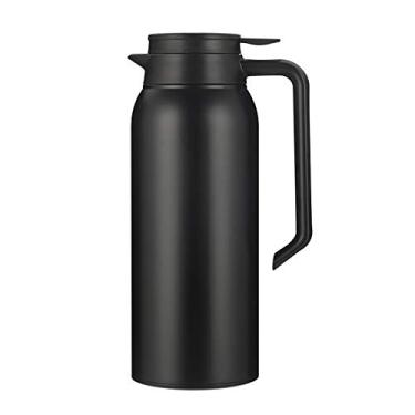 Imagem de Garrafa térmica de café de aço inoxidável de 1,5 L, garrafa térmica a vácuo de parede dupla de grande capacidade, retenção de calor de 12 horas, dispensador de chá, água e café de 1,5 l (preta)