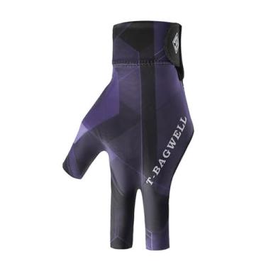 Imagem de Vaveren Luva de bilhar com 3 dedos para mão esquerda, luvas de dedos separados, antiderrapante, luva de sinuca para prática de jogos esportivos internos, Preto E Roxo