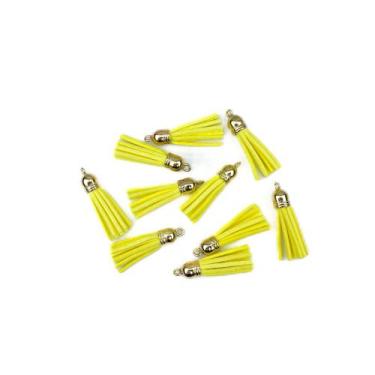Imagem de Pingente de Camurça 3cm Amarelo Enfeite para Chaveiro - 10 unidades - 