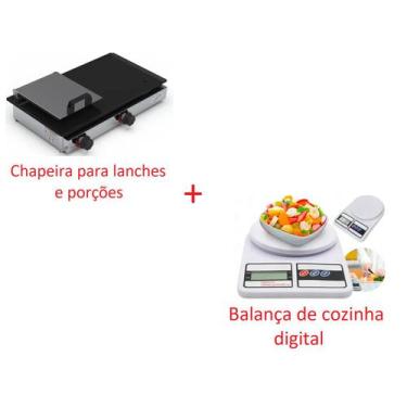 Imagem de Chapa De Lanche Hot Dog  C/ Prenssa 30x60 Á Gás + Balnça digital de al