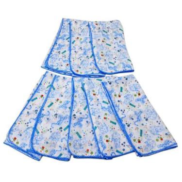 Imagem de Fralda De Pano Luxo Bebê Do Pooh 70x70cm Com Crochê - Dugu, Azul