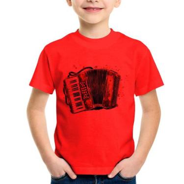 Imagem de Camiseta Infantil Acordeon Sanfona - Foca na Moda, Vermelho, 10