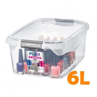 Imagem de Caixa Organizadora 6l Multiuso Tampa Porta Utensílios Closet Armário G