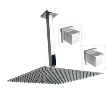 Imagem de Chuveiro Teto Quadrada 20x20cm Cromada Inox e 2 Acabamento - MQC