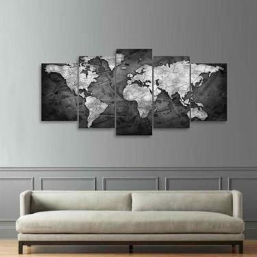 Imagem de Quadro Mapa Mundi Money decorativo Para Sala Quarto Mosaico - Wall Fra