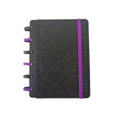 Imagem de Caderno de Disco Inteligente Glamour Brilho Glitter - Preto Chic - Amo