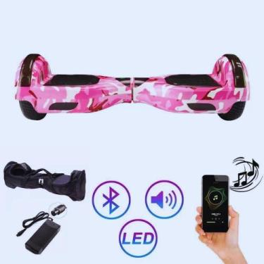 Imagem de Hoverboard Skate Elétrico 6.5 Rosa Camuflado Led Bluetooth com bolsa d