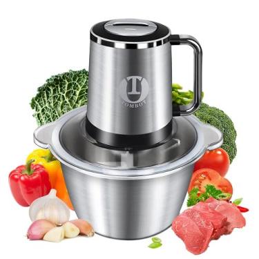Imagem de TOMBOT IU Moedor de Carne Processador de Alimentos Chopper Elétrico Pequeno com Alça de Segurança, Tombot Mini Liquidificador de 8 Xícaras para Carne Legumes Frutas Purê de Nozes com Espátula e 4 Lâmi