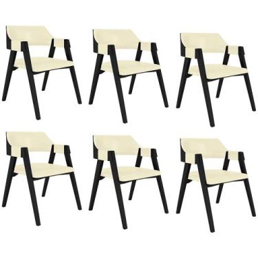 Imagem de Kit 6 Cadeiras Sala de Jantar e Jogos Carteados Madeira Maciça Poker P