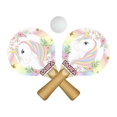 Imagem de Par de Raquetes para Tênis de Mesa Personalizado com Nome + Bolinha 24