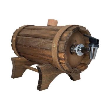 Imagem de Barril de Cachaça 1l com Base Madeira Pinus - ATACADÃO DO ARTESANATO M