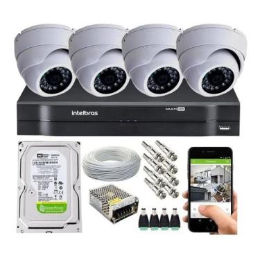 Imagem de Kit Cftv 4 Câmeras Segurança Dome Hd Dvr Mhdx Full hd Intelbras C/Hd 1