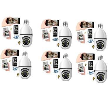 Imagem de Kit 6 Camera Ip Segurança Lampada Yoosee Panoramica Wifi1080 Espia - D