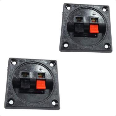 Imagem de Kit 2 Bornes Quadrado Preto Conector Universal para Caixa de Som Áudio