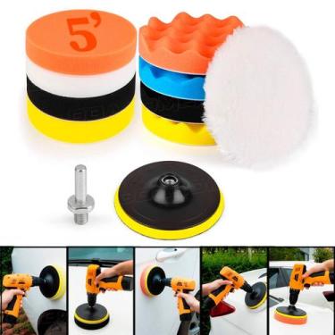 Imagem de Kit 9 Boinas Polimento 125mm Com Adaptador Para Furadeira - BBACOMERCI