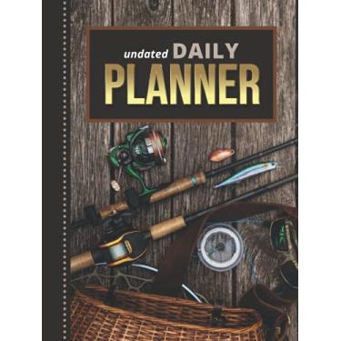 Imagem de Undated Daily Planner: Hardcover / 8.5x11 One Page Per Day Diary / 365 Logs / 6AM to 7PM Hourly Schedule / Fishing Rod Gear - Water Sport Art Photo / ... / Time Management Gift For Organized People