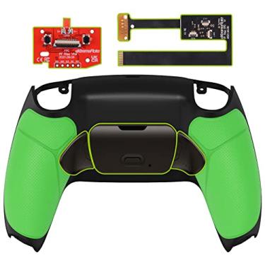 Imagem de eXtremeRate Botões verdes de metal real (RMB) Versão Rise 2.0 Kit de Remap para controle de PS5 com capa traseira de borracha preta, acessórios programáveis atualizados para controle de PS5