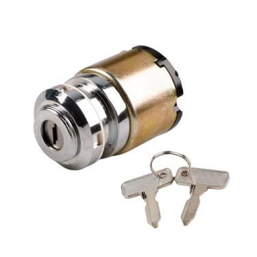 Imagem de WMPHE Interruptor de ignição de arranque com 2 chaves compatível com carrinho de golfe a gás Club Car DS 1983-1995 Substituição para cilindro de trava de ignição 1012415 CP1012415 com chaves padrão