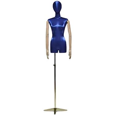 Imagem de Multiuso Manequim de Superfície de Cetim de Seda Espuma Sólida Meio Corpo de Manequim Feminino Altura Ajustável Corpo de Manequim Com Forma de Vestido de Suporte Janela