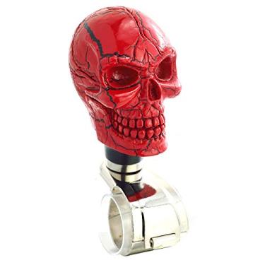 Imagem de Lunsom Volante em forma de crânio, girador, resina, manípulo, controle de aderência, impulsionador, suicídio, ajudante de giro de carro, ajuste universal de veículo (vermelho)