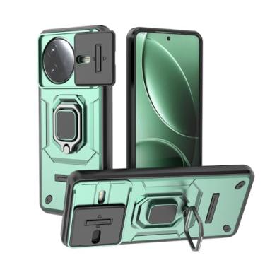 Imagem de Kukoufey Compatível com Xiaomi Poco F7 Pro 5G Bracket Shell, com capa de lente de câmera deslizante compatível com Xiaomi Redmi K80 5G, capa verde
