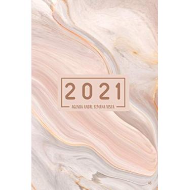 Imagem de Agenda 2021 semana vista A5: Del 1 de enero de 2021 al 31 de diciembre de 2021 |Planificador semanal y mensual | marmol Organizador Planner Diario | idea de regalos originales hombre mujer
