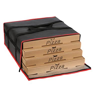 Imagem de musbus- Grande bolsa térmica para compras com isolamento térmico, bolsa térmica dobrável para entrega quente com função de resfriamento a frio, preto-vermelho, 20L x 20P x 8A, moderno