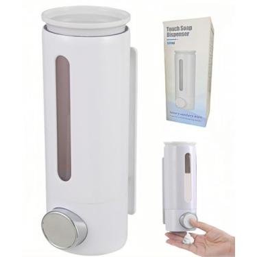 Imagem de Abriclo Dispensadores de sabonete líquido de 500 ml, sem perfuração, dispensador de chuveiro de mão, suporte de parede com autoadesivo e parafusos, shampoo sem vazamento, dispensador de sabonete