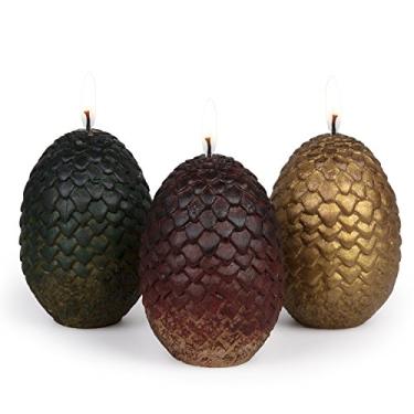 Imagem de Game of Thrones Conjunto de 3 velas réplicas de ovo de dragão, sem cheiro, oficialmente licenciado, presente para fãs de GoT e House of the Dragon, homens, mulheres, adultos - 6,3 cm cada