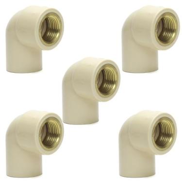 Imagem de Kit 5 Joelho Transição Fêmea 3/4 X 1/2 Cpvc Água Quente Tubo - ViaSol 