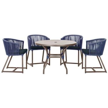 Imagem de Mesa com 4 Cadeiras de Jantar Roma 100cm e Noronha em Aluminío Marrom 