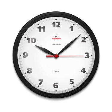 Imagem de Relógio de Parede Redondo Ômega Clássico Preto Plashome Sala Cozinha e