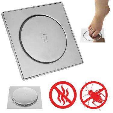 Imagem de Ralo Inteligente Click Pop Up 15x15 Cm De Aço Inox Para Banheiros Anti