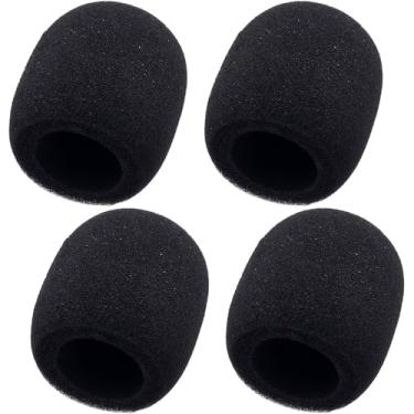 Imagem de STSTR 4 peças de capas de microfone de espuma, para-brisas de microfone preto, capa de substituição elástica espessa de espuma para microfone de mão, microfone de palco