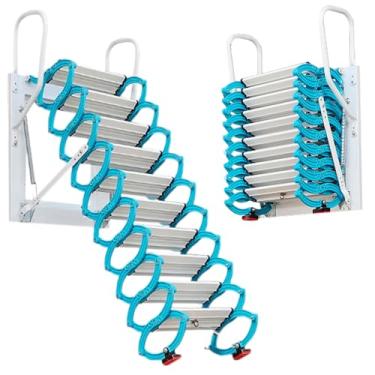 Imagem de Escada espessada telescópica de escada Montagem de parede Puxe a estrutura dobrável da escada para externo interno fácil de armazenar