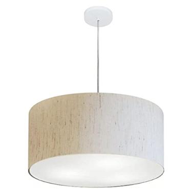 Imagem de Lustre Pendente Cilíndrico Vivare Free Lux Pe-4386BR Cúpula em Tecido - 50X25cm - Linho-bege