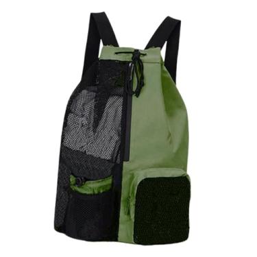 Imagem de rockible Mochila mochila mochila saco de fitness homens homens portátil dobramento nylon tira de ombro ajustável respirável com bolso molhado, Verde