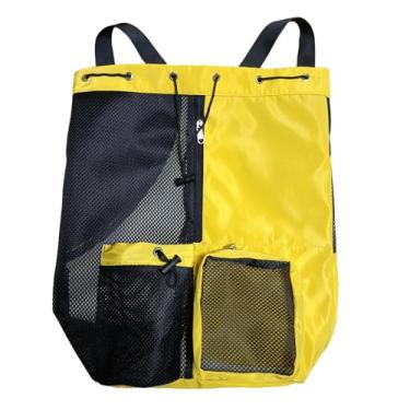 Imagem de rockible Mochila mochila mochila saco de fitness homens homens portátil dobramento nylon tira de ombro ajustável respirável com bolso molhado, Amarelo