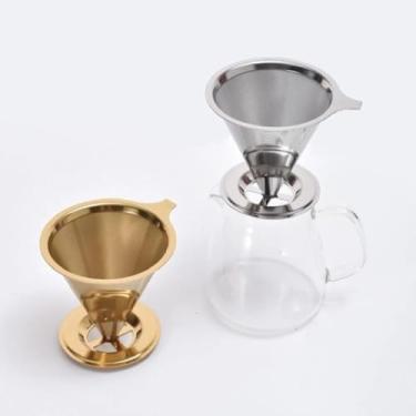 Imagem de Filtro De Café Coador Inox 304(103) Grande Reutilizável Pour Over(102 Prata)