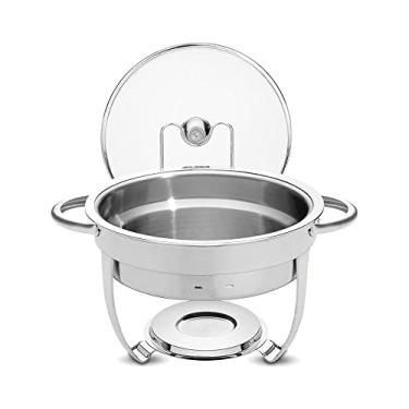 Imagem de Rechaud Tramontina Redondo em Aço Inox Banho Maria com Suporte para Tampa 4,3 L