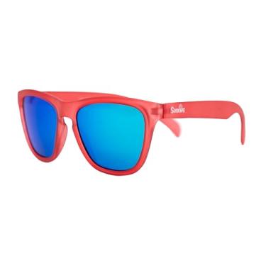 Imagem de Sunnies Shades Littles - Vermelho, Branco e BOOM! - Óculos de sol para crianças com bolsa de microfibra - Polarizado e protegido contra arranhões - 100% de proteção UVA e UVB - Lentes refletivas -