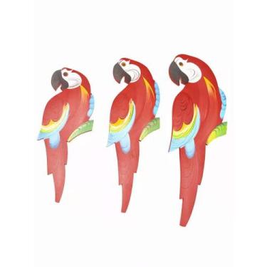 Imagem de Kit Arara De Madeira Mdf Trio Papagaio Enfeite De Parede Decoração De 
