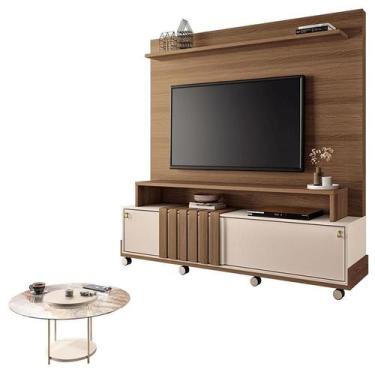 Imagem de Estante Home Theater Bold Off White Castanho e Mesa de Centro sky com 