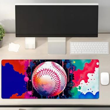 Imagem de Turamurra Tapete de mouse colorido para jogos de beisebol, presentes 80 x 30 cm, base de borracha antiderrapante para computadores, laptop, escola, escritório, acessórios de casa, decoração, mouse pad