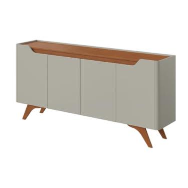 Imagem de Buffet Para Sala de Estar e Hall de Entrada 100% em MDF com 4 Portas e Pés em Madeira Maciça (Off White com Naturalle)
