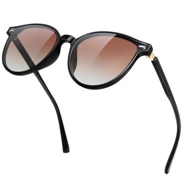 Imagem de KANASTAL Óculos de Sol Feminino Polarizado UV400 Marrom Redondo Osculos Mulher Clássico Elegante Vintage Retro Brown Sunglasses Women para Viagem Pesca Praia -Marrons