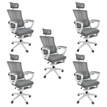 Imagem de Oficial Webshop - Kit 5 Cadeiras de Escritório Presidente Executiva Oficial Paris Cinza