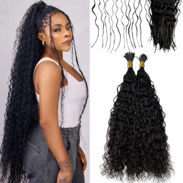 Imagem de CHARMING YOU Cabelo Humano Pré-Dividido Em Massa Para Extensões De Tranças De Crochê Boho, Cacheado, Duplo, Ondulado, Solto, Sem Trama, Para Mulheres, 18 Polegadas, 160 Raízes, 50G