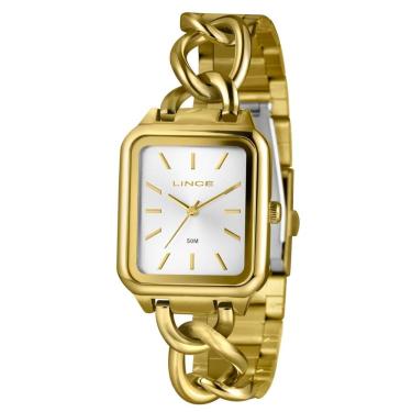 Imagem de Relógio Lince Feminino Ref: Lqg4825l30 S1kx Retangular Bracelete Dourado