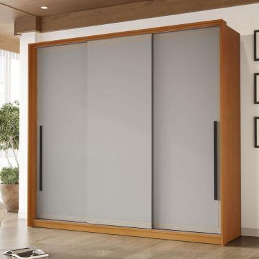 Imagem de Guarda-Roupa Casal Valência 3 Portas 4 Gavetas Freijó/Cinza - Politorno